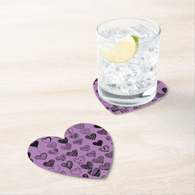 Posavasos De Papel Adorable Black Heart Scribble Drawing Square Paper (In situ)
