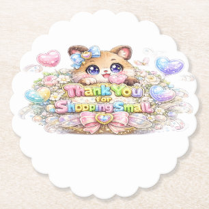 Posavasos De Papel Adorable Kawaii Gracias Por Comprar Gato Pequeño