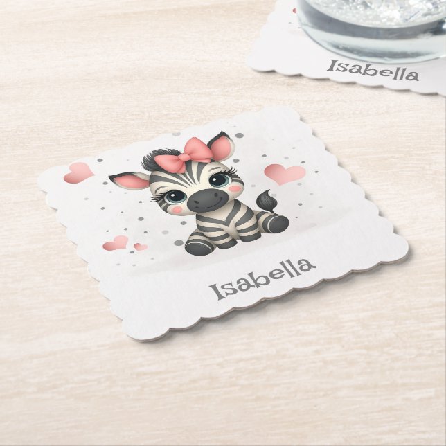 Posavasos De Papel Adorable little cartoon zebra  (En perspectiva)