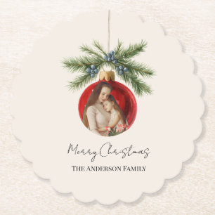 Posavasos De Papel Adorno Navideño Elegante en Acuarela para Foto Fam