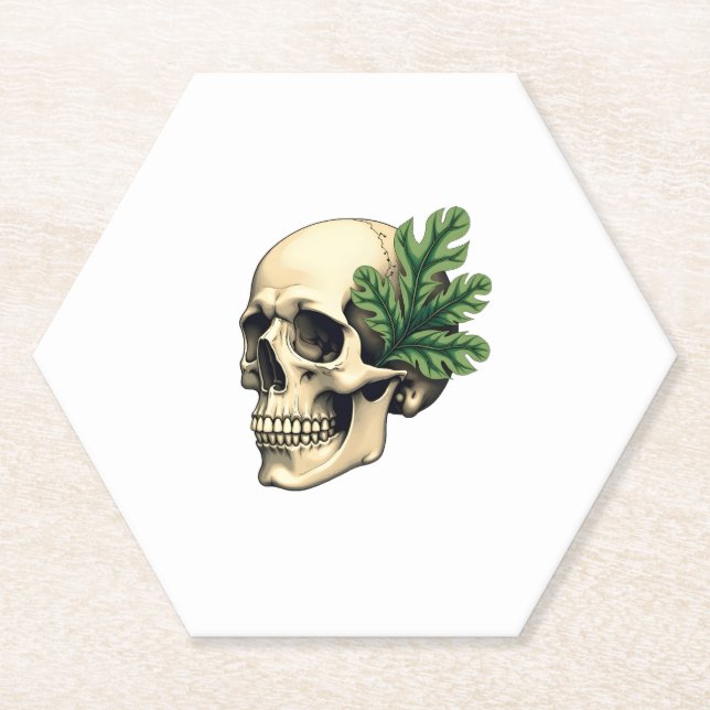 Posavasos De Papel Aesthetic Goth Grunge Skull Tropical Monstera Leaf (Anverso)