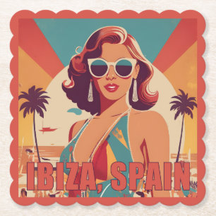 Posavasos De Papel Afiche de viajes de Ibiza, España