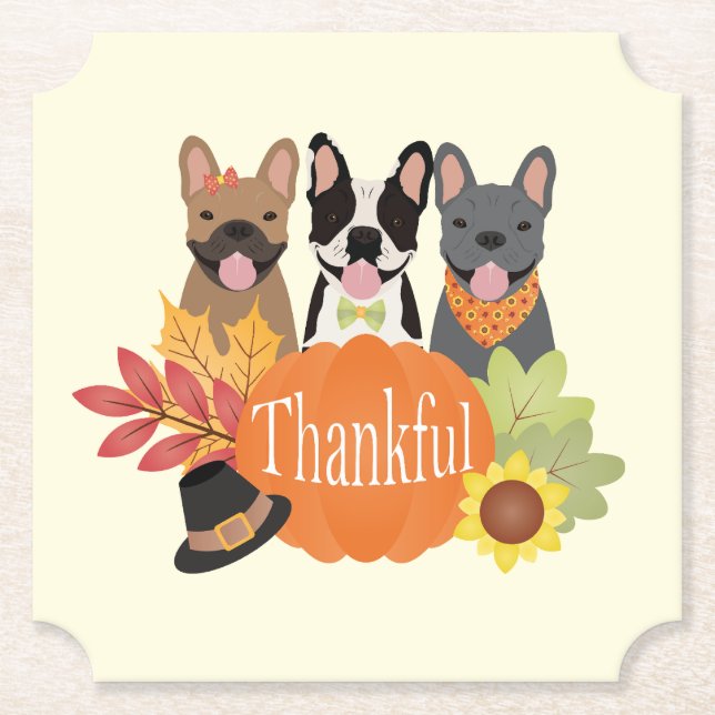 Posavasos De Papel Agradecimientos a los Bulldoges franceses (Anverso)