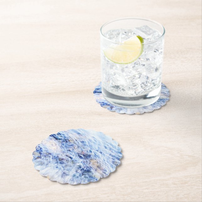 Posavasos De Papel Agua azul ondulante (In situ)