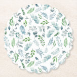 Posavasos De Papel Agua moderna Vegetación Botánica Eucalyptus<br><div class="desc">Moderna Acuarela Verdor Botánico Eucalyptus Papel Reparador. Decore su casa con esta elegante montaña de agua botánica. Las hojas acuáticas en tonos verdes y azules. También se puede usar para cualquier ocasión.</div>