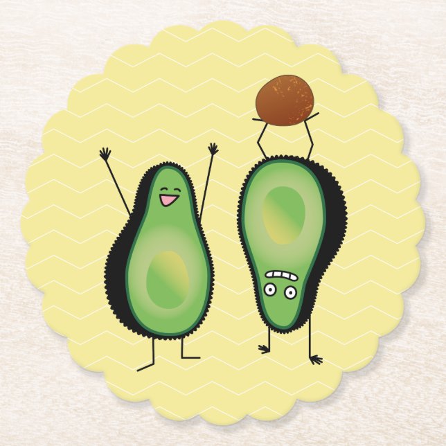 Posavasos De Papel Aguacate divertido aguacero verde (Anverso)