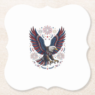 Posavasos De Papel Águila calva patriótica fuegos artificiales vector