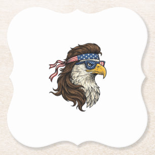 Posavasos De Papel Águila Patriótica Mullet Grabado Vintage Vector De