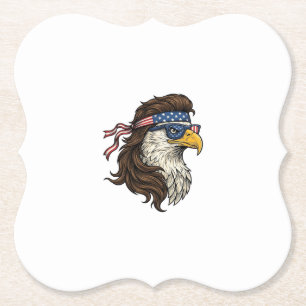 Posavasos De Papel Águila Patriótica Mullet Grabado Vintage Vector De