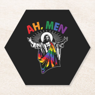 Posavasos De Papel Ah Men Funny Orgullo Gay LGBT Jesús Bandera Arcoir