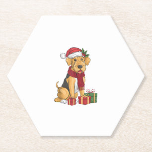 Posavasos De Papel Airedale Terrier Dog Navidades de ropa Santa Hat D