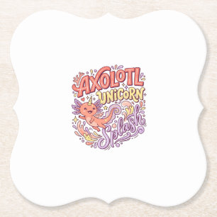 Posavasos De Papel Ajolote Unicornio Salpicadura Caprichosa Bac Blanc