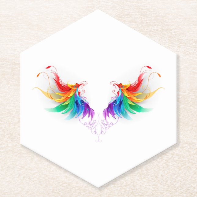 Posavasos De Papel Alas del arco iris fluidas (Anverso)