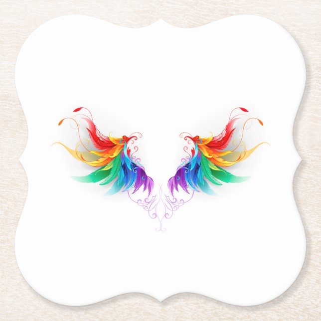 Posavasos De Papel Alas del arco iris fluidas (Anverso)
