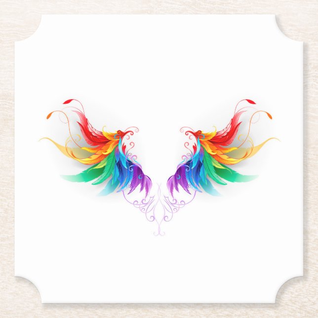 Posavasos De Papel Alas del arco iris fluidas (Anverso)