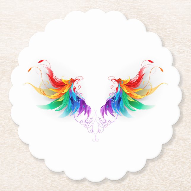 Posavasos De Papel Alas del arco iris fluidas (Anverso)