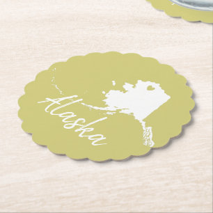 Posavasos De Papel Alaska usa mapa del estado con diseño de forma car