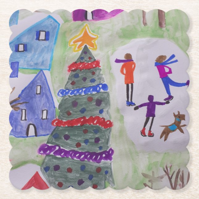 Posavasos De Papel Aldea de los navidades (Anverso)