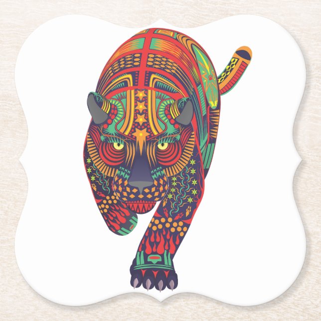 Posavasos De Papel Alebrije Gato Oscuro (Anverso)