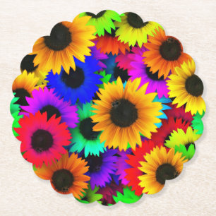 Posavasos De Papel Alegre colección de girasoles coloridos