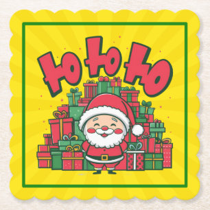Posavasos De Papel Alegre Papá Noel de Dibujos Animados Navidad