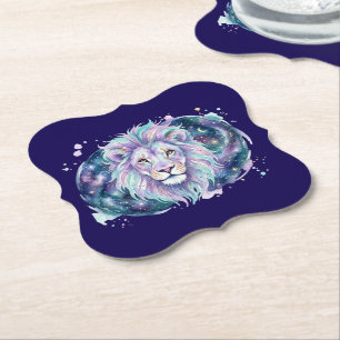 Posavasos De Papel Alfombra de Galaxia de León con Acuarela Celestial
