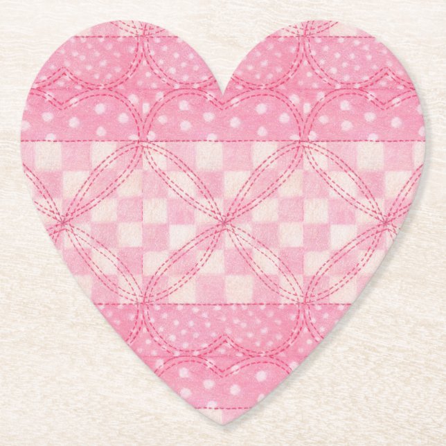 Posavasos De Papel ALMOHADILLA DE CORAZÓN ROSA Cojines de Papel para  (Anverso)