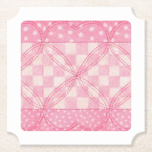 POSAVASOS DE PAPEL ALMOHADILLA DE PAPELETA DE COLCHA DE CORAZÓN ROSA