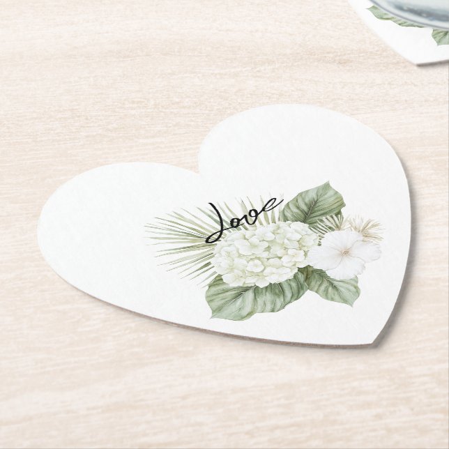 Posavasos De Papel Aloha Beach Tropical Hydrangea Boda Floral (En perspectiva)