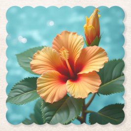 Posavasos De Papel Aloha Elegance: El Hibiscus Naranja hawaiano