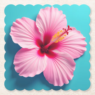 Posavasos De Papel Aloha Elegance: Flor tropical hawaiana hibiscus