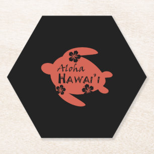 Posavasos De Papel Aloha Hawaii Hibiscus Naranja Graphics
