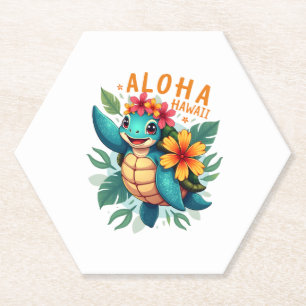 Posavasos De Papel Aloha Hawaii-Shirt Mujeres Chicas de tortugas mari