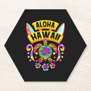 Posavasos De Papel Aloha Hawaii Tortugas Retro Summer Dad