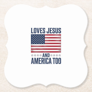 Posavasos De Papel Ama a Jesús y a América también Camiseta Cristiana
