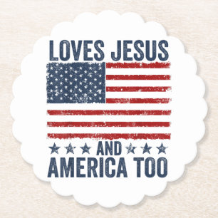 Posavasos De Papel Ama a Jesús y a Estados Unidos a Dios Cristiano 4 