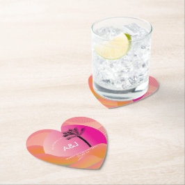 Posavasos De Papel Amanecer Tropical Rosa Naranja Blanco Nupcial  