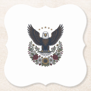 Posavasos De Papel Amante del vino tinto y azul patriótico