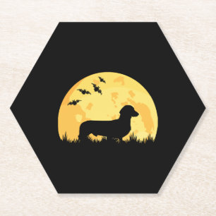 Posavasos De Papel Amantes de Dachshund Moon Halloween Dachshund