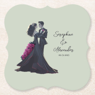 Posavasos De Papel Amantes Góticos Románticos Boda Elegante