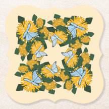 Amapola Amarilla Estilizada Botánica Mariposas