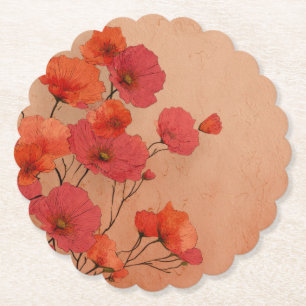 Posavasos De Papel Amapolas rojas Vintage hermosas