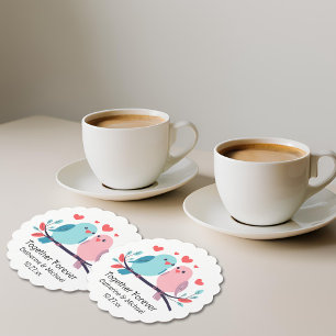 Posavasos De Papel Amar a las Aves Juntos Por Siempre Boda Día de San