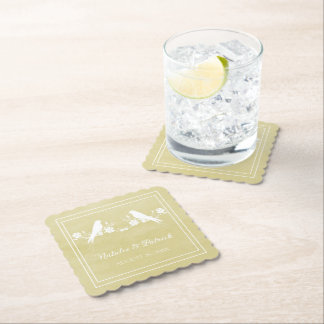 Posavasos De Papel Amarillo Amarillo Boda Floral Papel Reposador