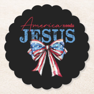 Posavasos De Papel America Necesita Jesús Bandera Cristiana USA Coque