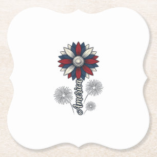 Posavasos De Papel América Patriótica Flor Fuegos Artificiales Diseño