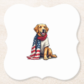 Posavasos De Papel American Flag Golden Retriever Engraved Dog Lover 