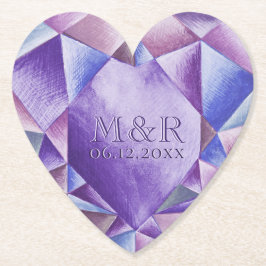 Posavasos De Papel Amethyst Watercolor Heart 33° Aniversario Boda