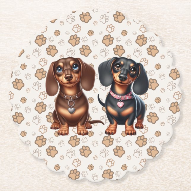 Posavasos De Papel Amigos de Cute Dachshund (Anverso)