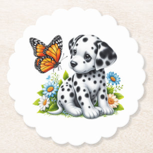 Posavasos De Papel Amigos de Cute Dalmatian/Butterfly